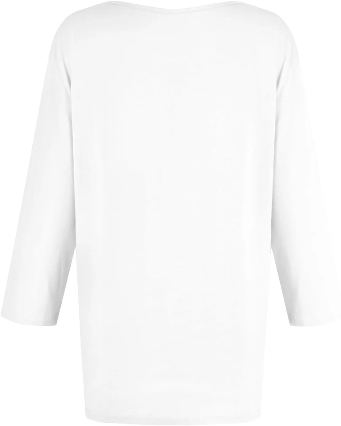 3/4 Sleeve Tops for Women Summer Notched V Neck Plain T Shirts Casual Cute Three Quarter Length Dressy Blouses