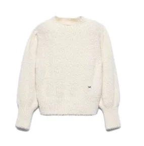 Abel & Lula Girls Soft Ivory Knit Fur Sweater