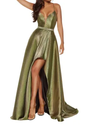 Alyce Paris - Metallic Lame High-Low Gown