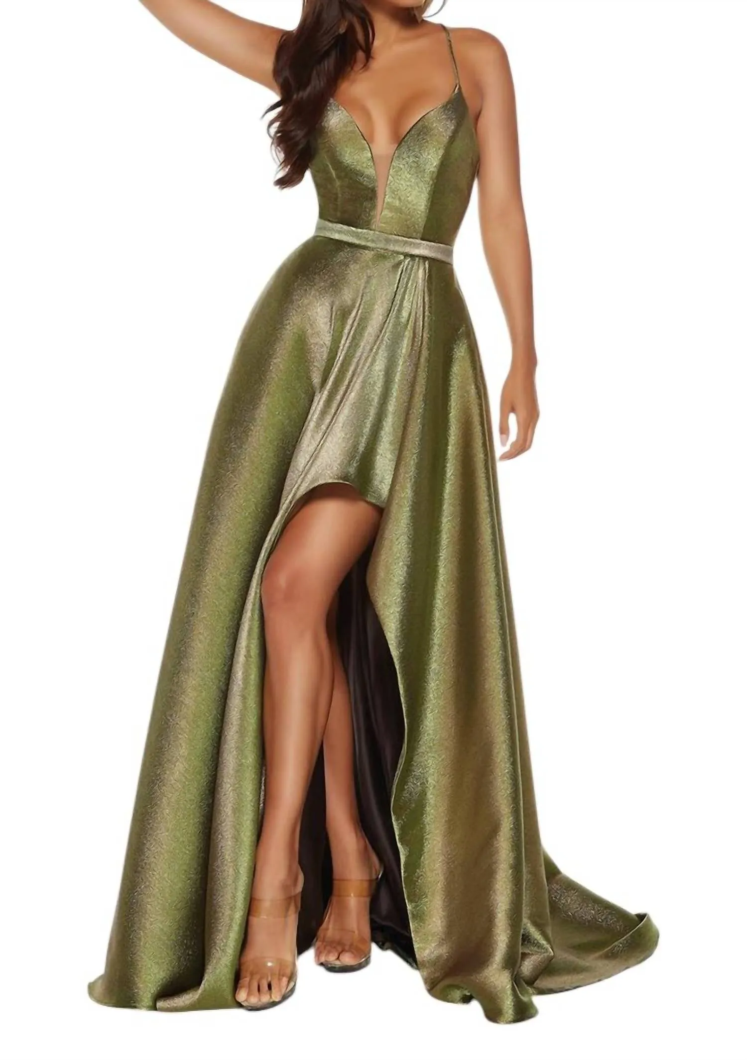 Alyce Paris - Metallic Lame High-Low Gown