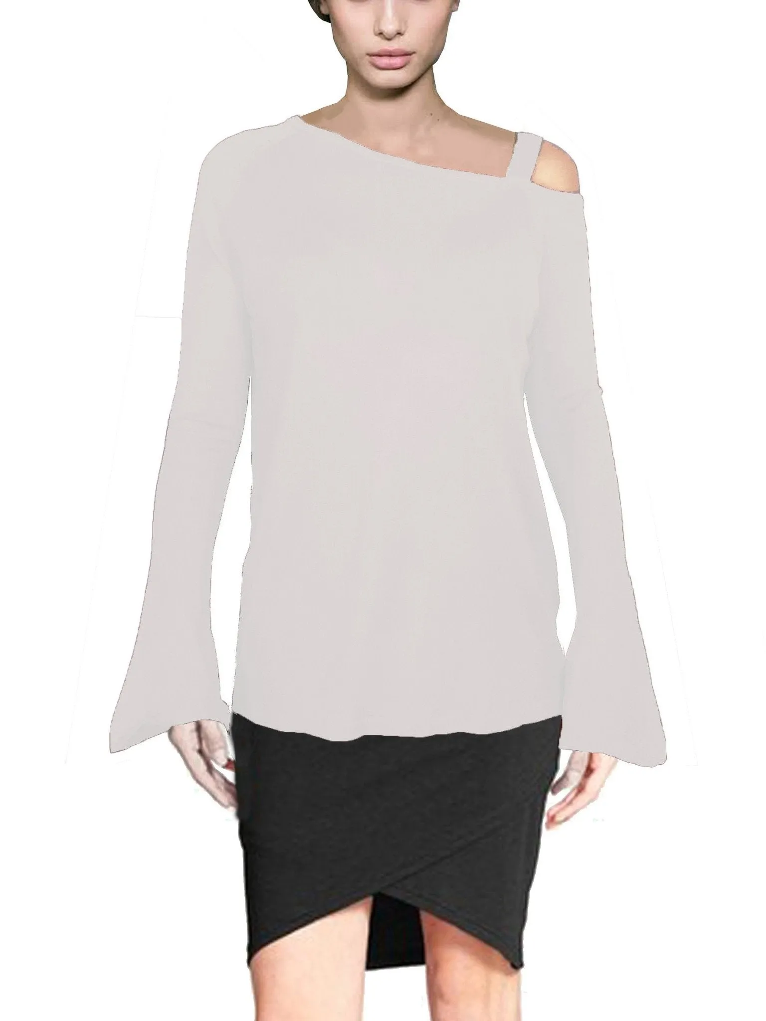 ASHORE WOMENS ASYMMETRIC OFF THE SHOULDER ELEGANT FINE SWEATER
