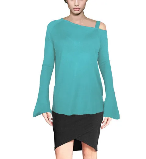 ASHORE WOMENS ASYMMETRIC OFF THE SHOULDER ELEGANT FINE SWEATER