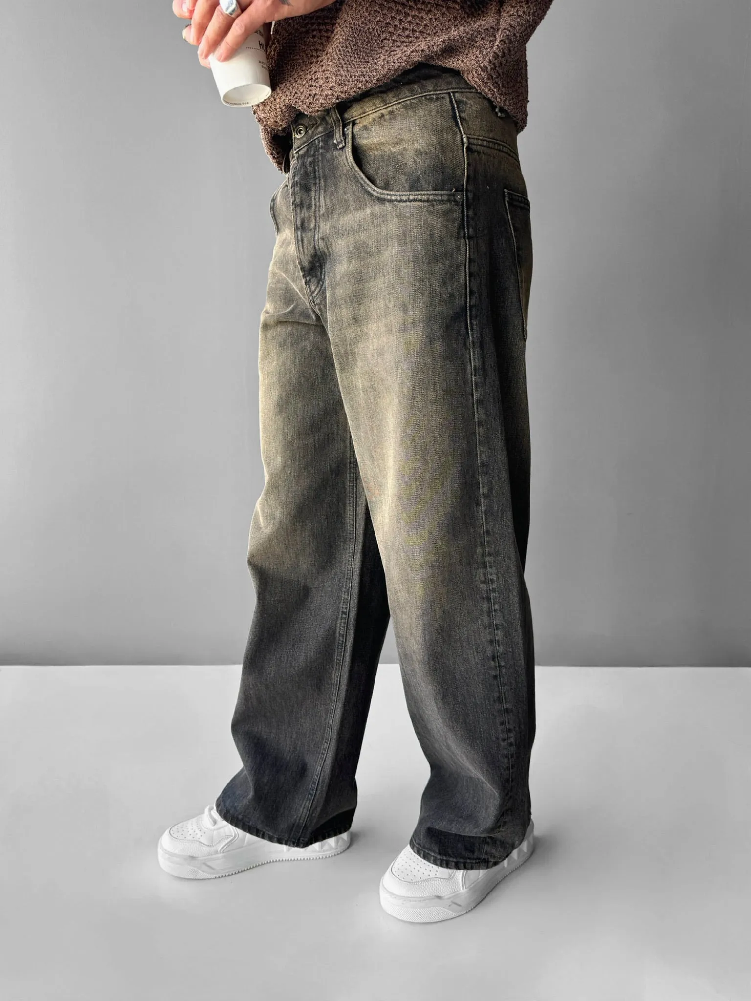 Baggy Washed Jeans - Ochre