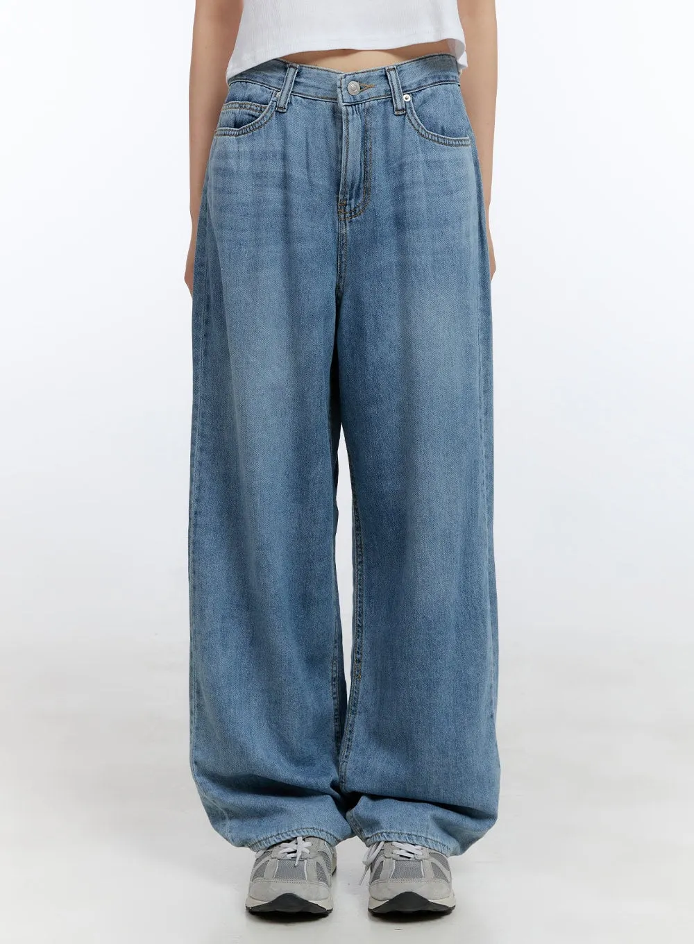 Bess Washed Denim Baggy Jeans CG413