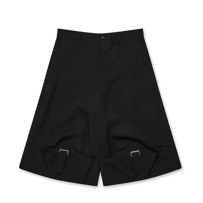 BLACK Comme Des Garçons Wide Leg Shorts (Black)