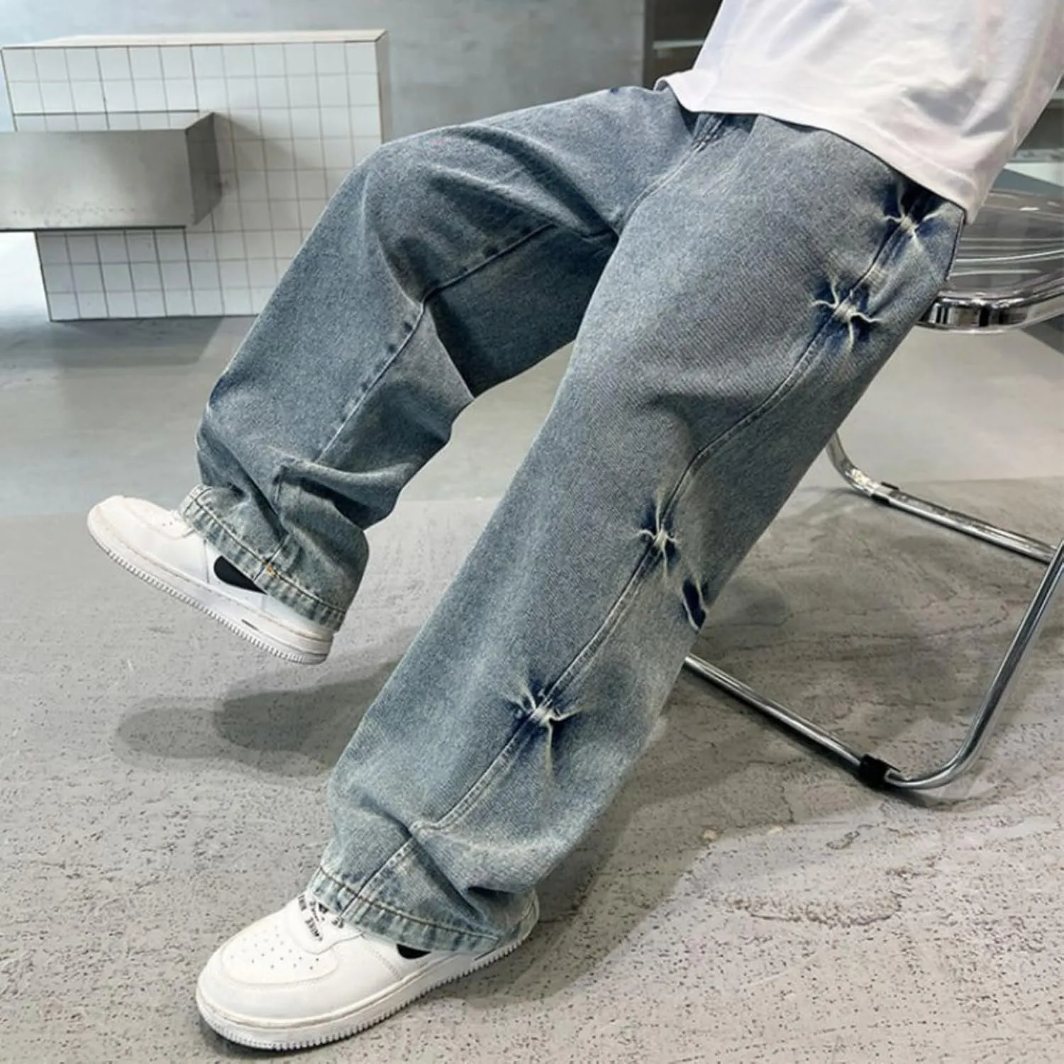 Boy Baggy Jeans Wide Straight Leg High Waist Vintage Denim Pants Casual Fashion Cargo Jeans Streetwear