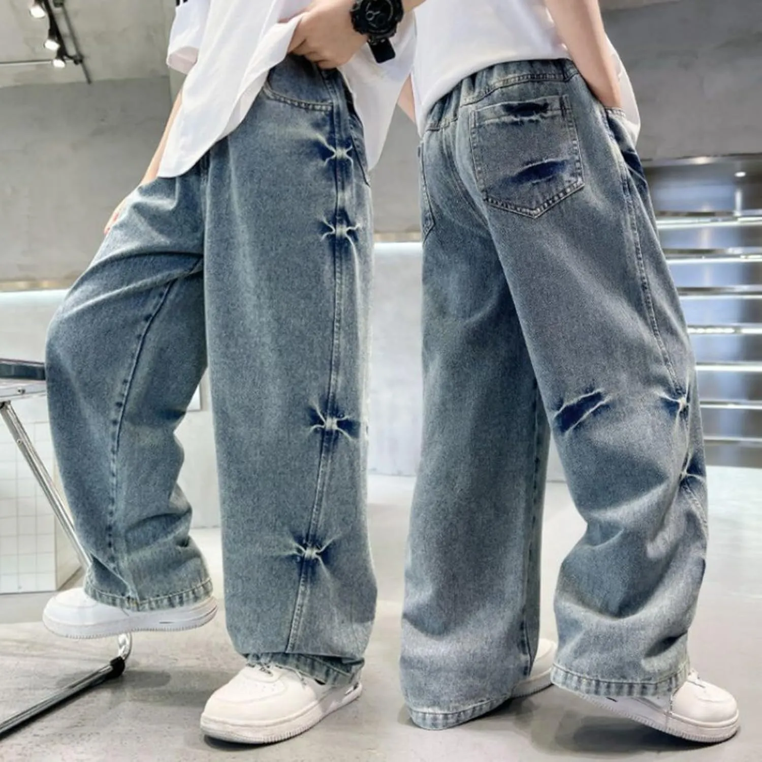 Boy Baggy Jeans Wide Straight Leg High Waist Vintage Denim Pants Casual Fashion Cargo Jeans Streetwear