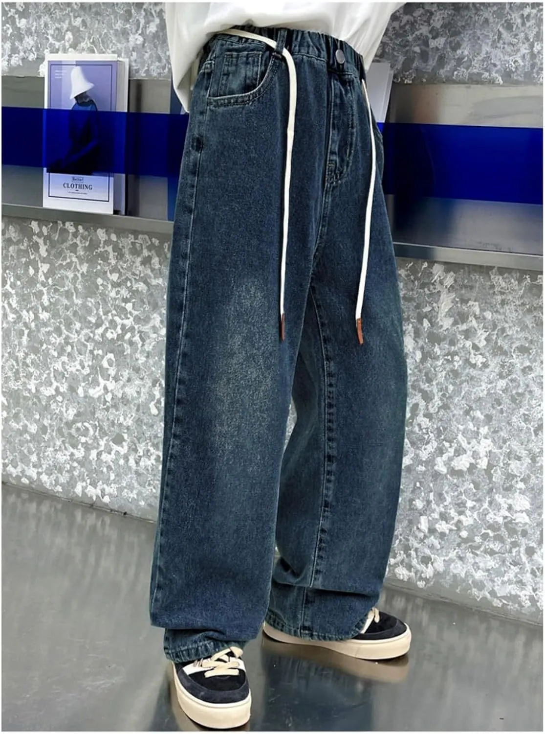 Boy Baggy Jeans Wide Straight Leg High Waist Vintage Denim Pants Casual Fashion Cargo Jeans Streetwear