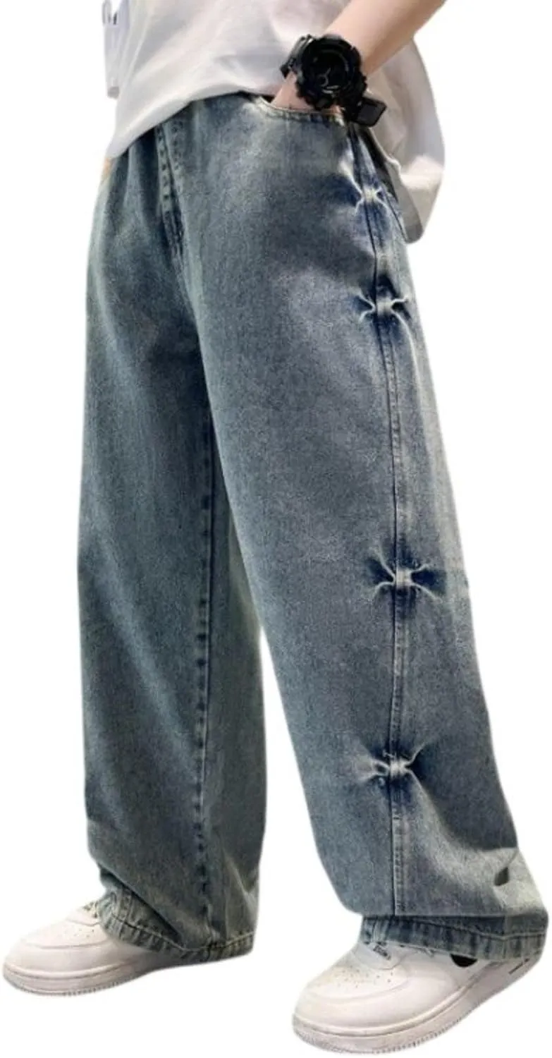Boy Baggy Jeans Wide Straight Leg High Waist Vintage Denim Pants Casual Fashion Cargo Jeans Streetwear