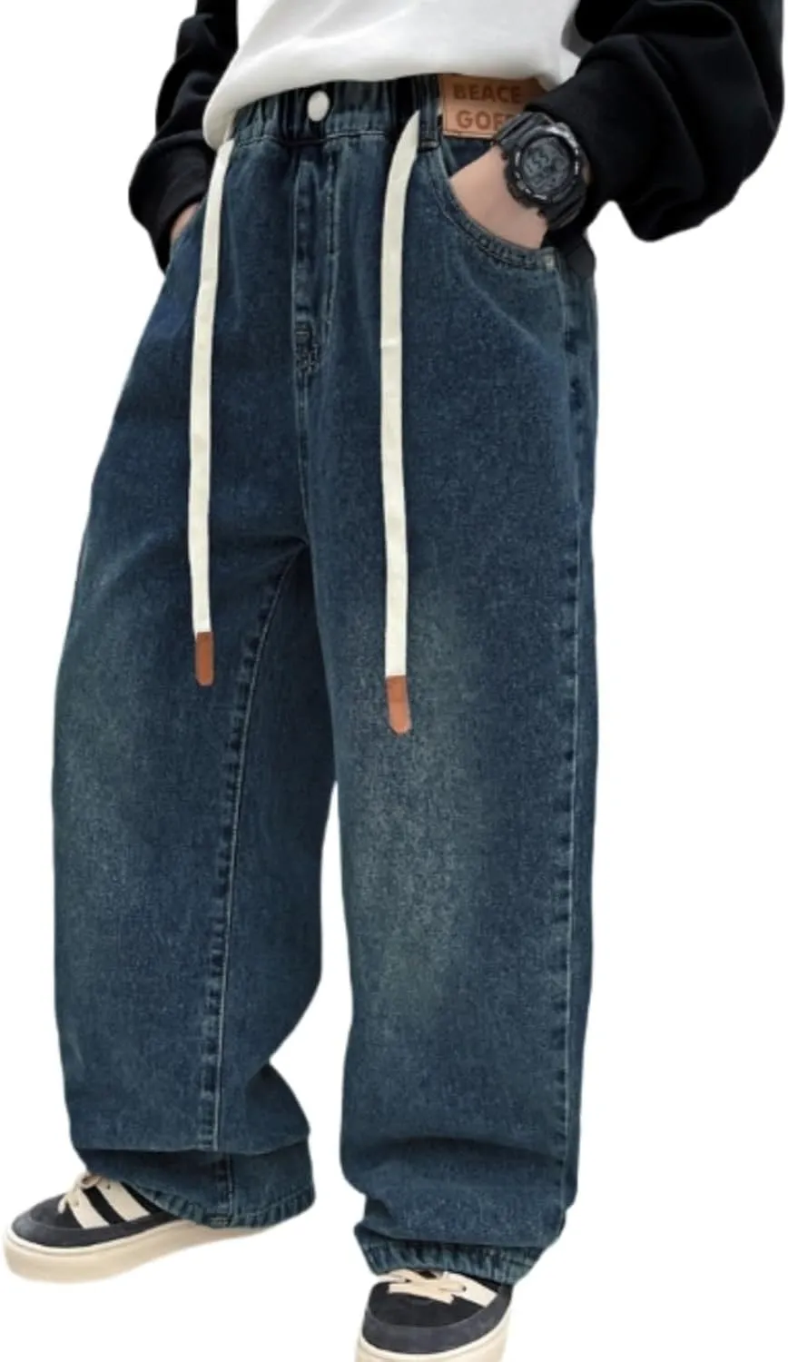Boy Baggy Jeans Wide Straight Leg High Waist Vintage Denim Pants Casual Fashion Cargo Jeans Streetwear