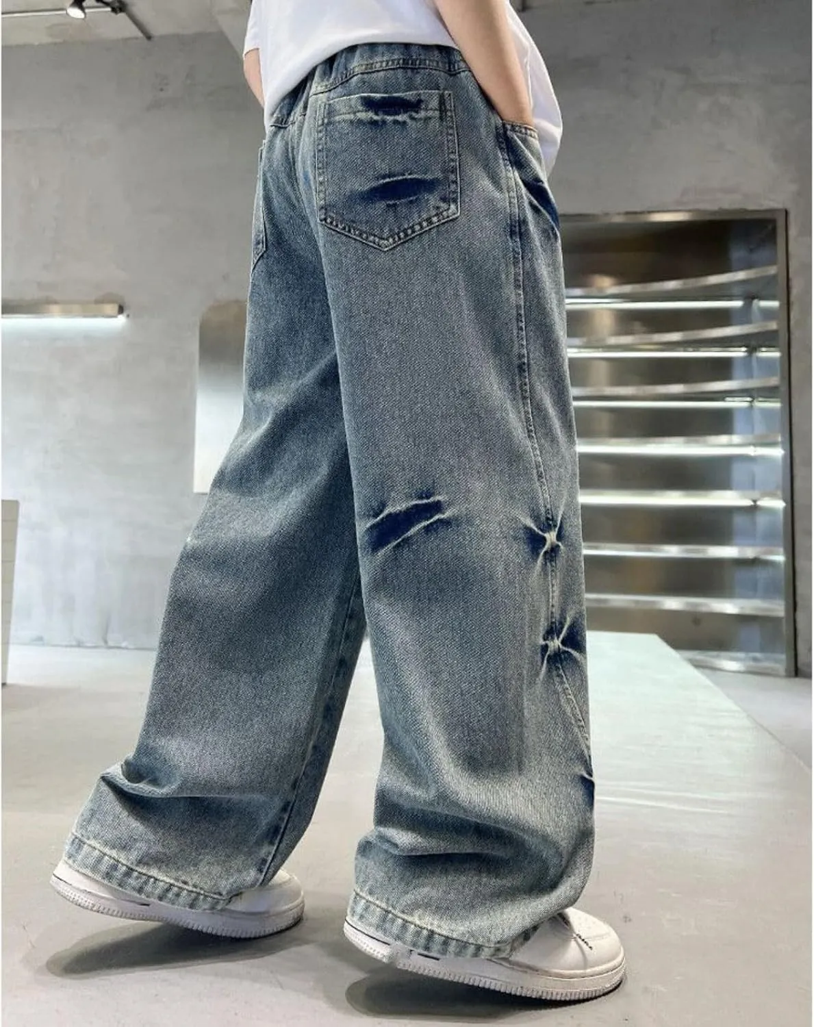 Boy Baggy Jeans Wide Straight Leg High Waist Vintage Denim Pants Casual Fashion Cargo Jeans Streetwear
