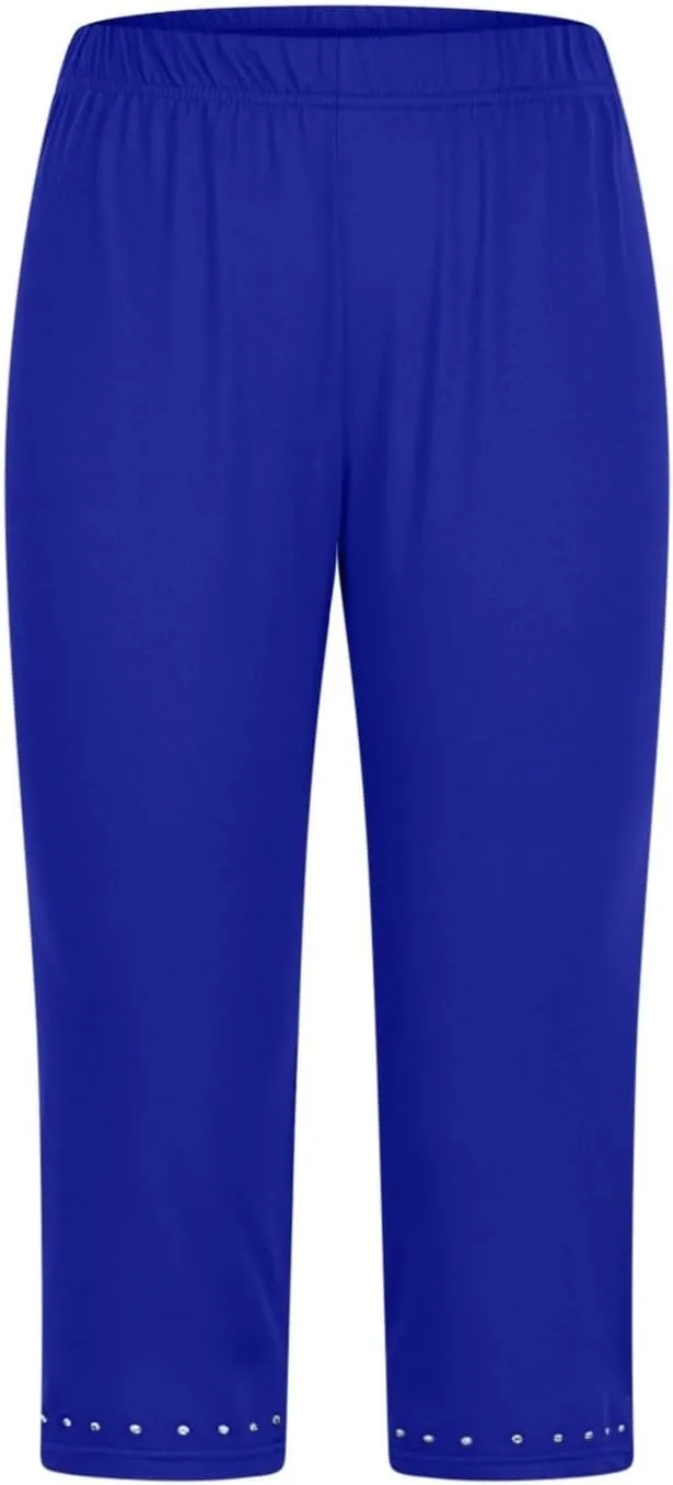 Capri Leggings for Women Summer Rhinestone Dressy Cropped High Waist Yoga Pants Stretch Workout Compression Leggings