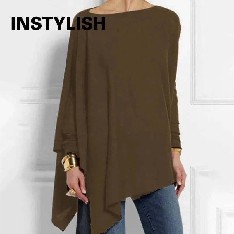 Casual Long Sleeve Loose Tunic Blouse