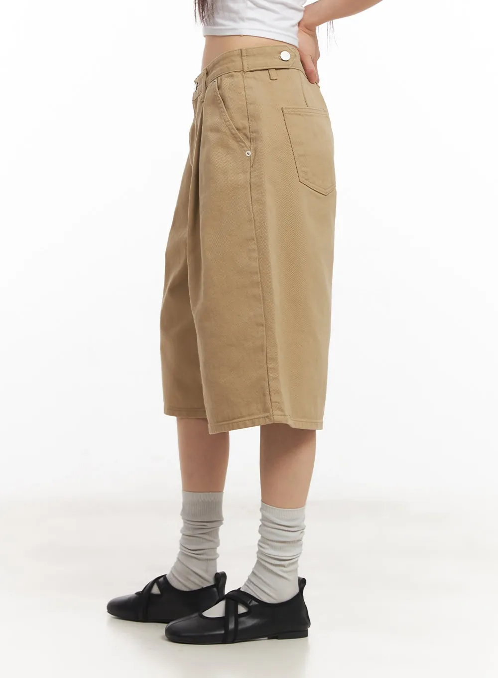 Cotton Pintuck Wide-Fit Shorts CA523
