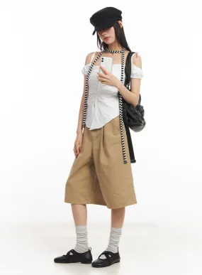 Cotton Pintuck Wide-Fit Shorts CA523