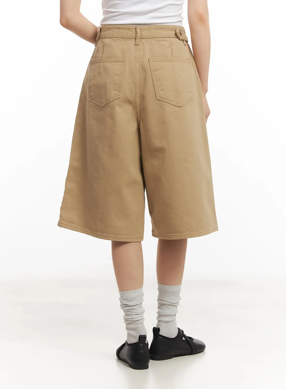 Cotton Pintuck Wide-Fit Shorts CA523