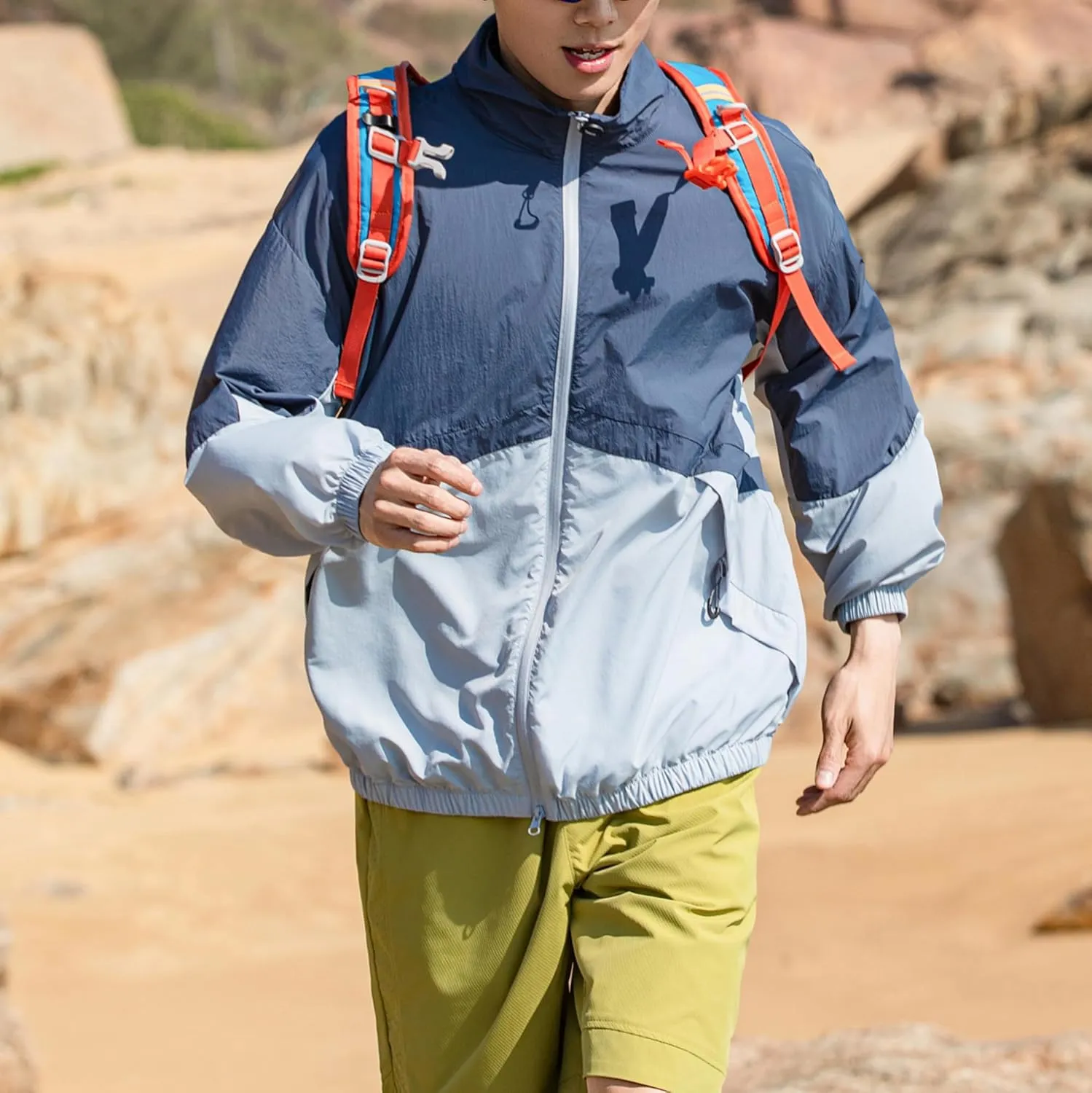 Cromoncent Men's UPF 50  Sun Protection Jacket Ultra Light Thin Breathable Packable Outdoor Cycling Jackets