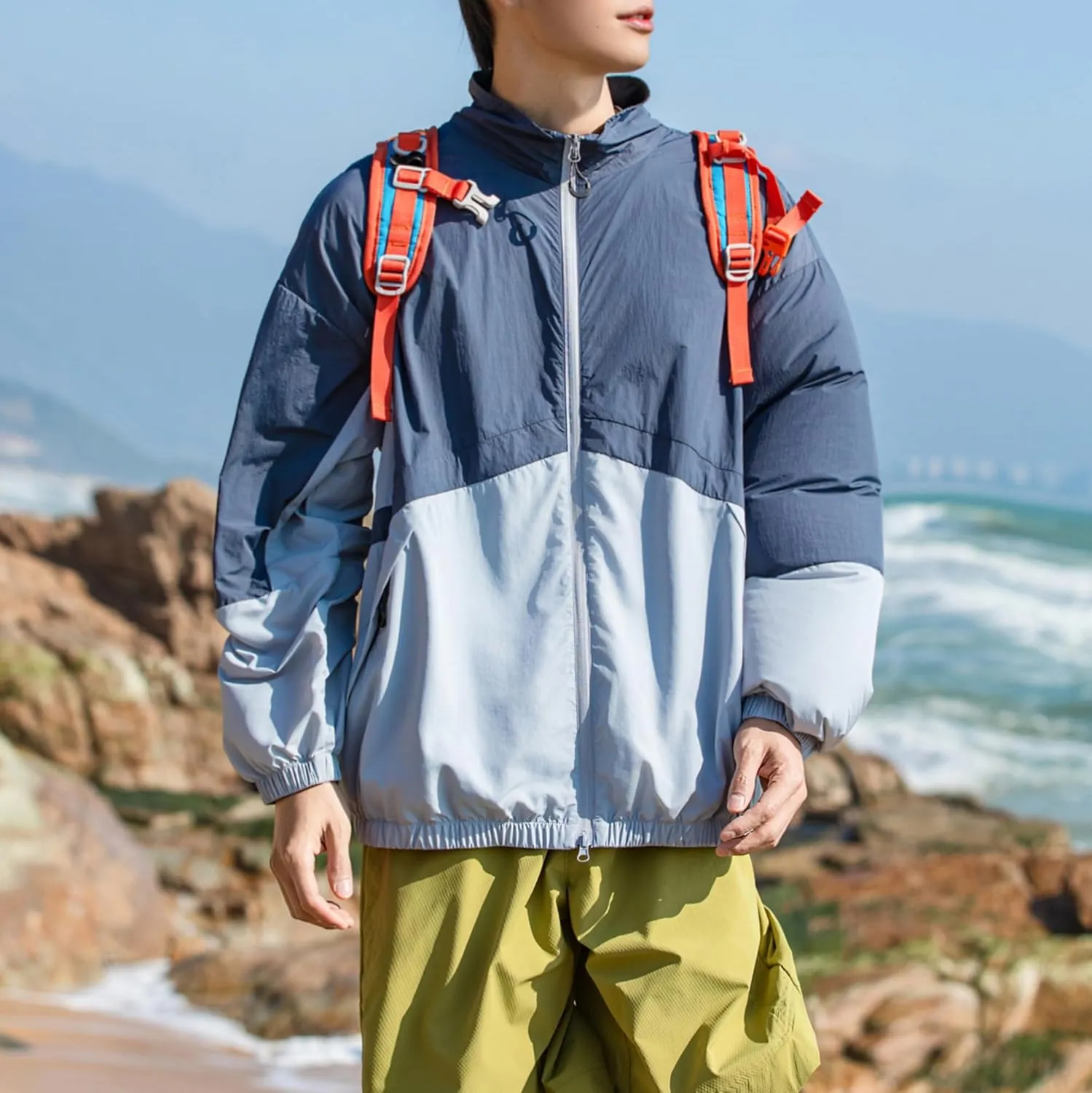 Cromoncent Men's UPF 50  Sun Protection Jacket Ultra Light Thin Breathable Packable Outdoor Cycling Jackets