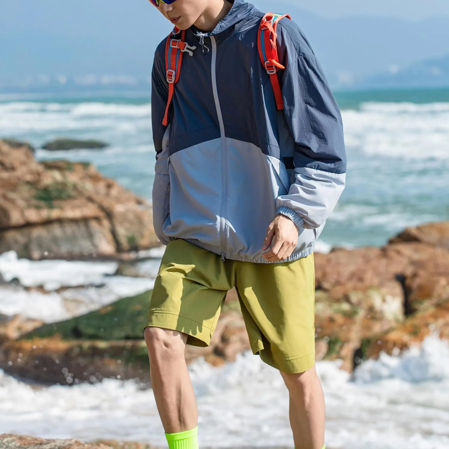 Cromoncent Men's UPF 50  Sun Protection Jacket Ultra Light Thin Breathable Packable Outdoor Cycling Jackets
