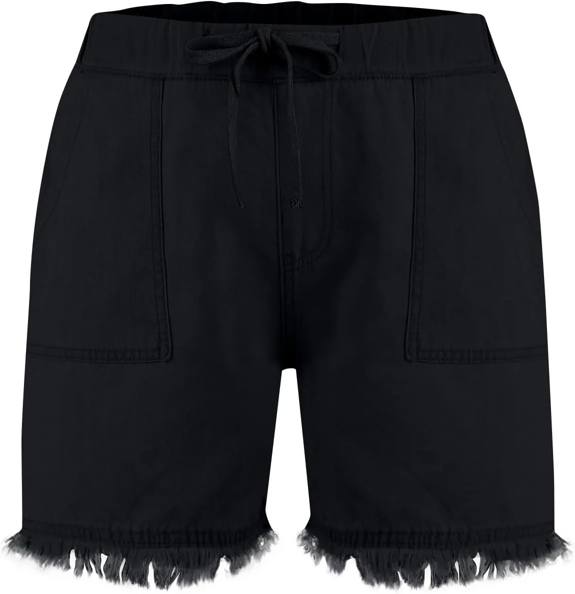 Cut Off Jeans Shorts for Women Elastic High Waisted Drawstring Raw Hem Denim Shorts Summer Hot Distressed Jeans