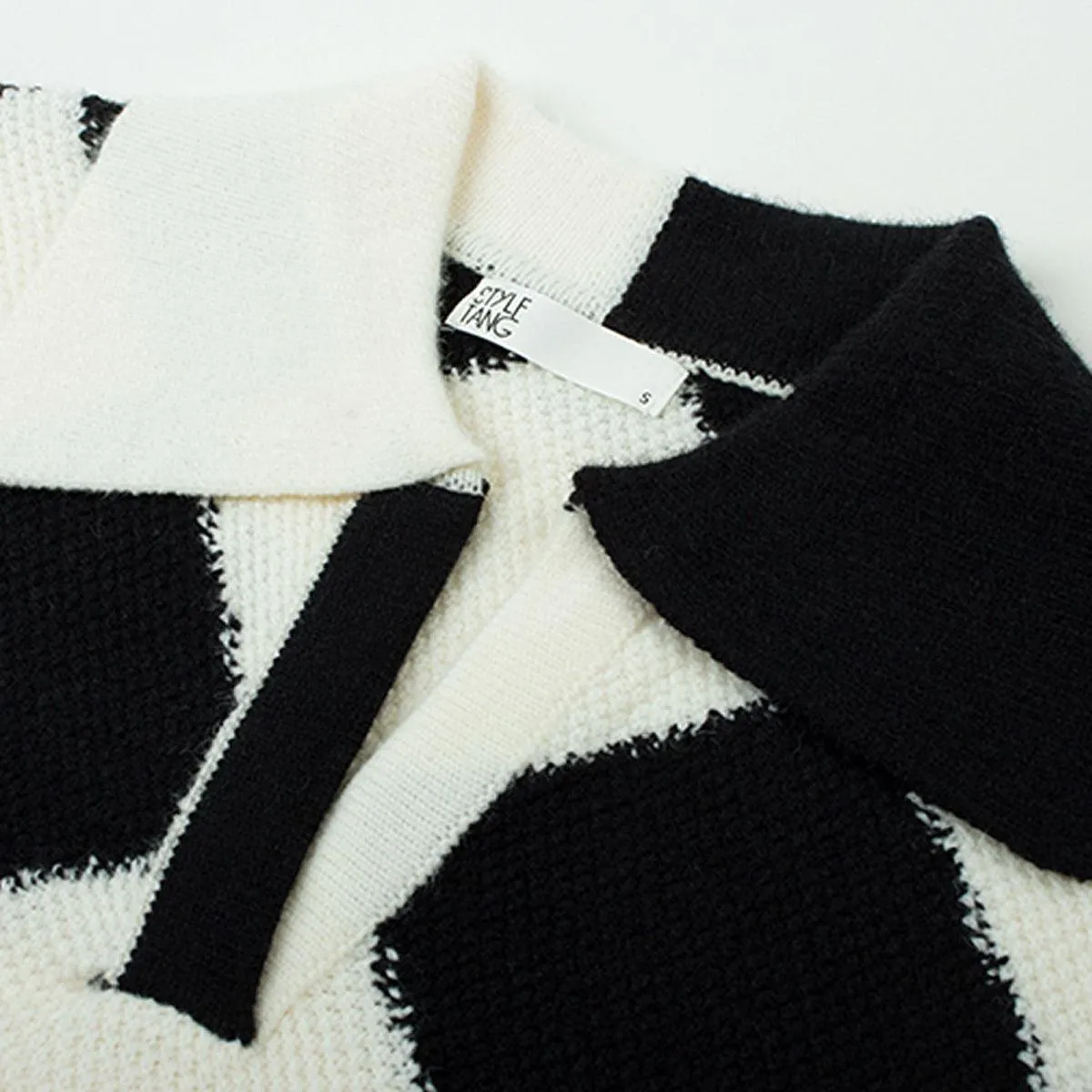 Diamond Pattern Asymmetric Collar Sweater