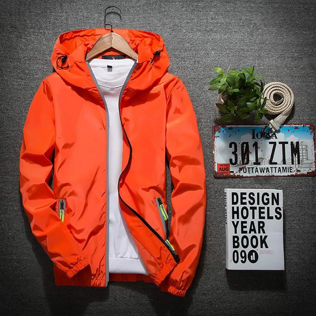 DuDubaby Mens Autumn Casual Camouflage Printing Plus Size Hoodie Two-Sided Wear Thin Coat