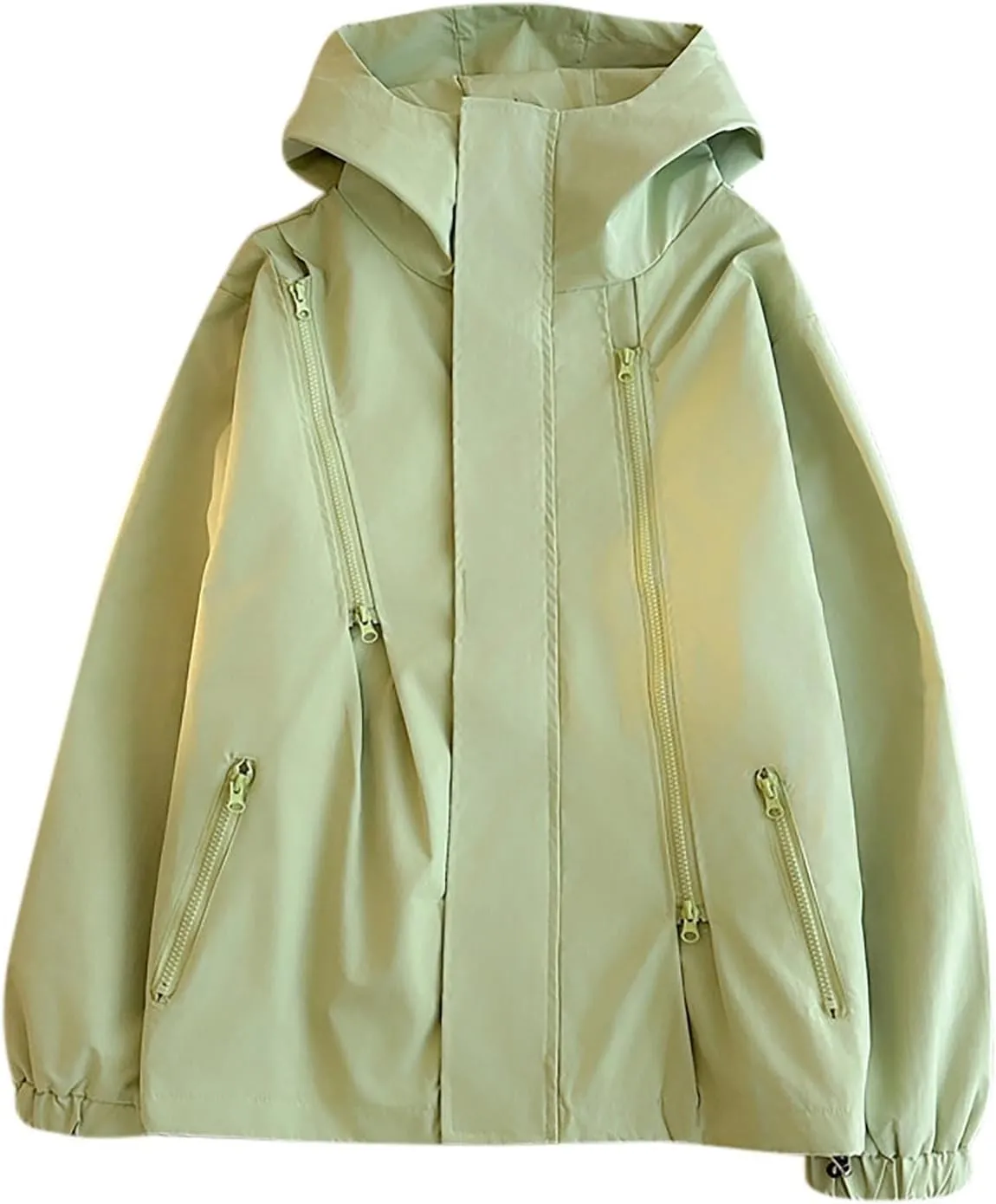 Finelylove Mens Rain Jacket Waterproof Lightweight Hooded Windbreaker Fashion Casual Light Jacket Outdoor Rain Coats