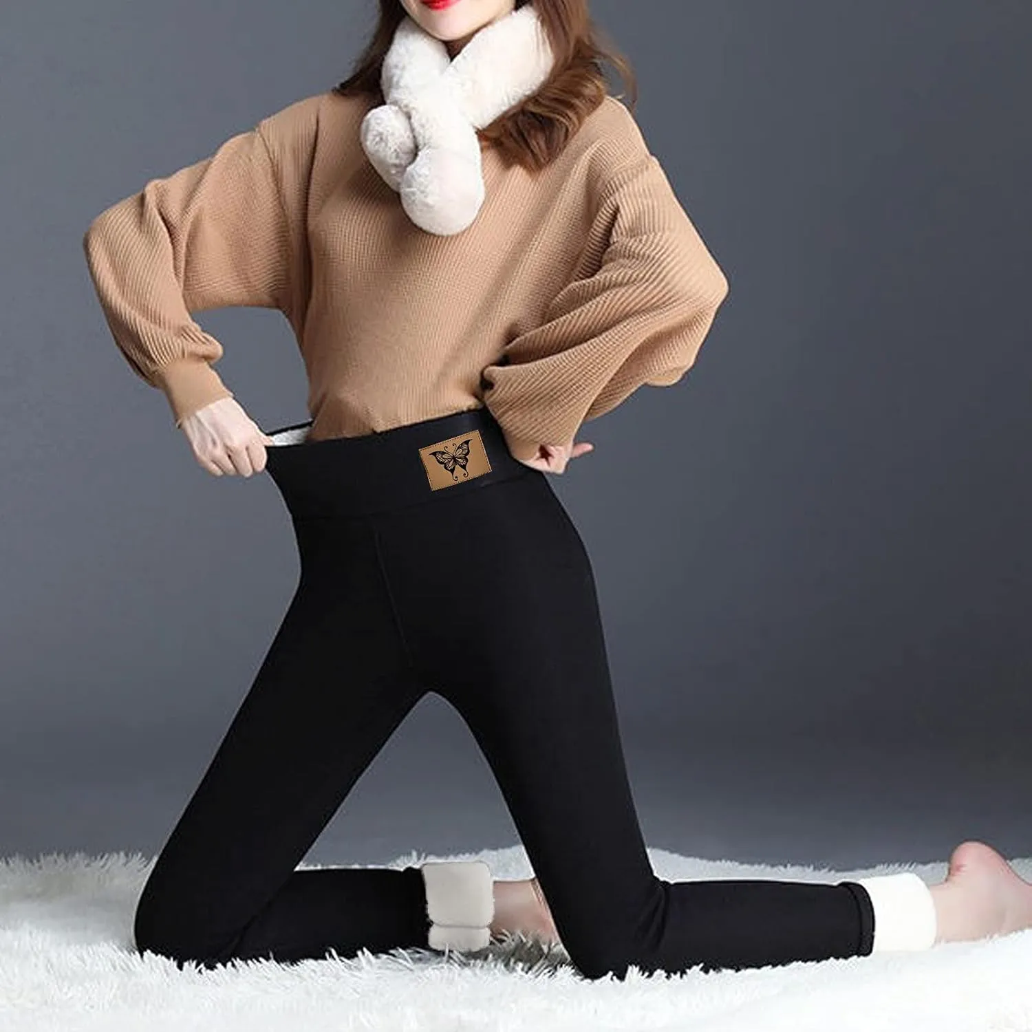 Fleece Lined Leggings Women Stretch Casual Pants Winter Warm Jogger Cold Weather High Waisted Workout Leggings