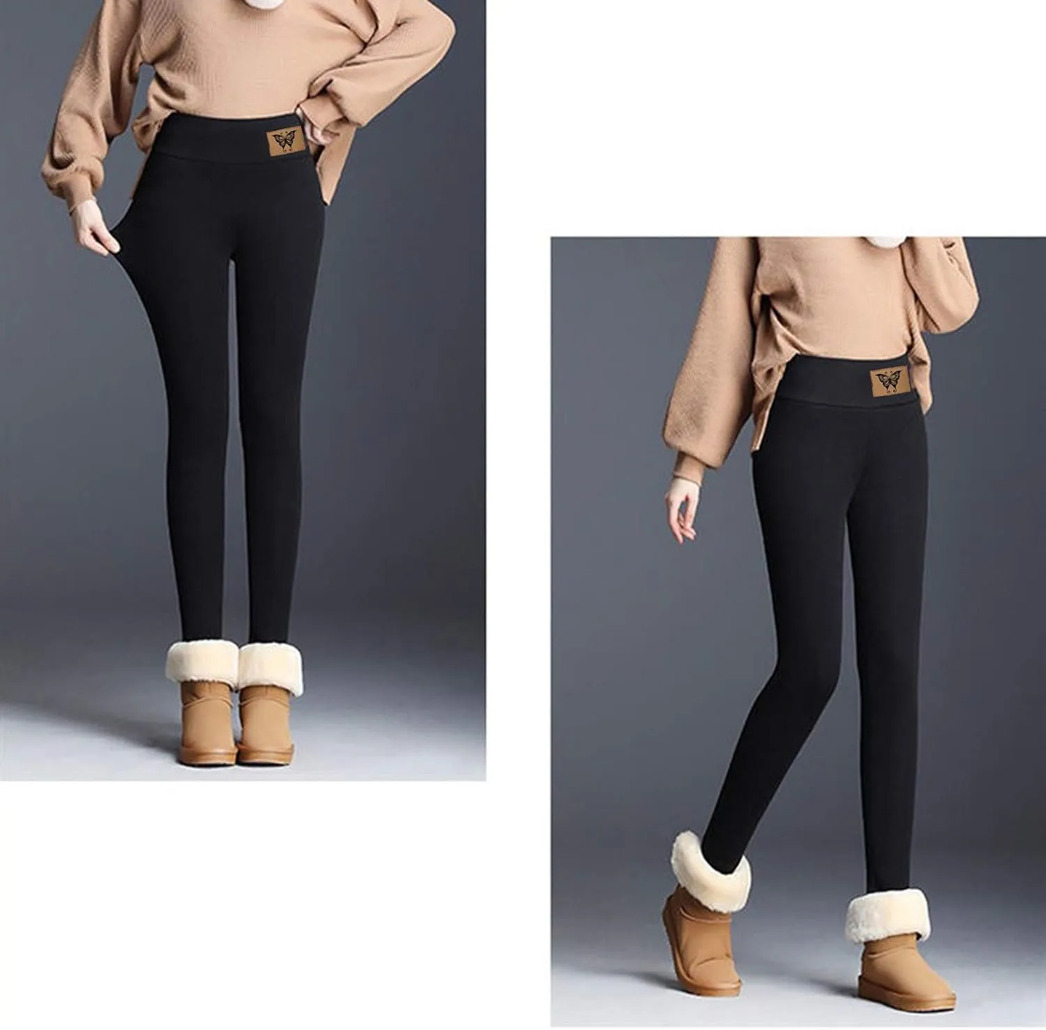 Fleece Lined Leggings Women Stretch Casual Pants Winter Warm Jogger Cold Weather High Waisted Workout Leggings