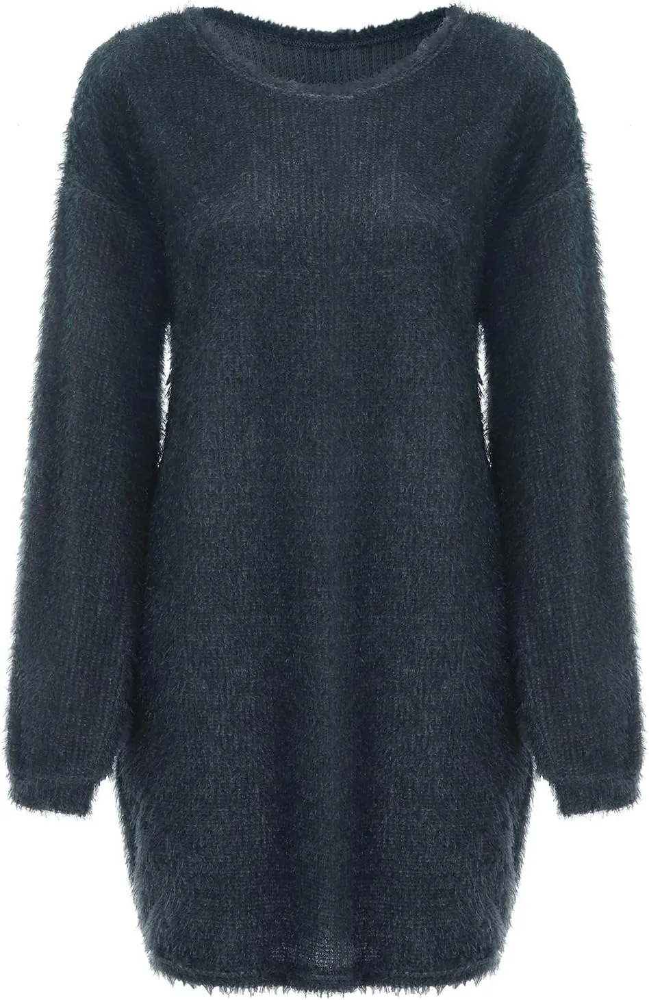 Furry Sweater Dress 2024 Women Fuzzy Fleece Sweatshirts Oversize Warm Winter Comfy Soft Plush Pullover Jumper Dresses