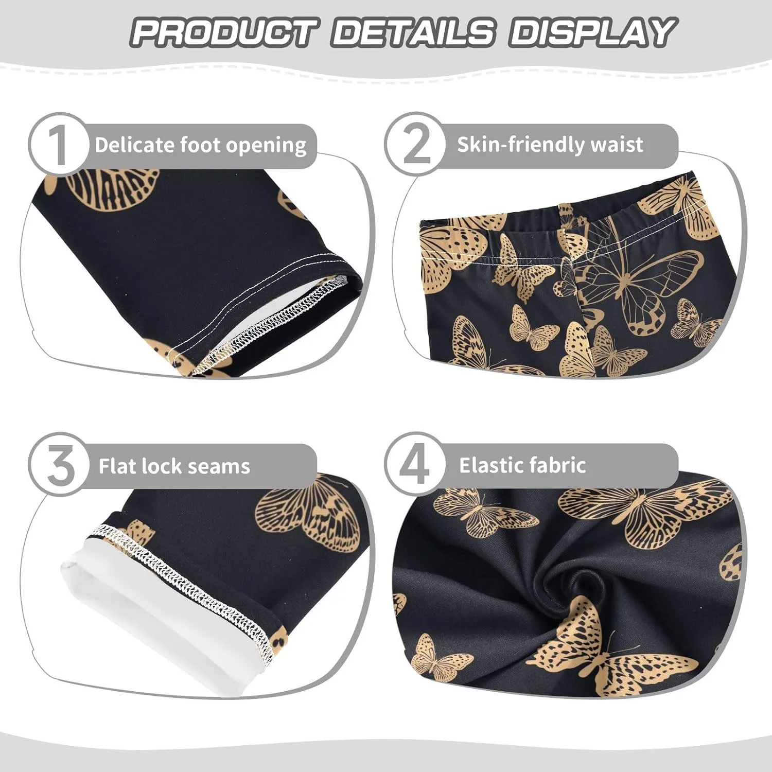 Girls' Leggings Girls Stretch Leggings Fluttering Golden Butterflies Children's Yoga Pants Clothes Kids Dance Tights Place