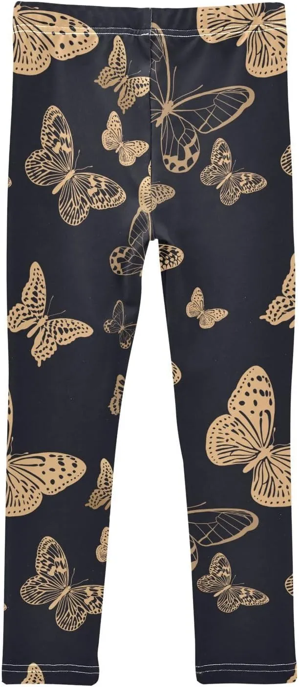 Girls' Leggings Girls Stretch Leggings Fluttering Golden Butterflies Children's Yoga Pants Clothes Kids Dance Tights Place