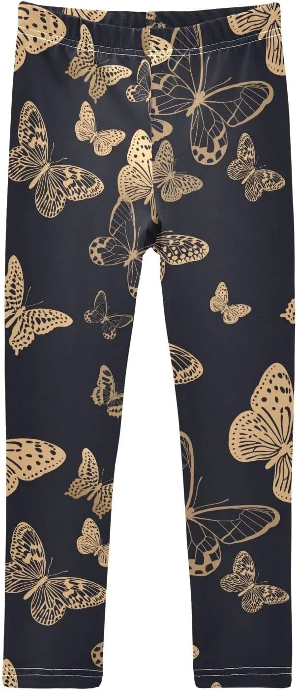 Girls' Leggings Girls Stretch Leggings Fluttering Golden Butterflies Children's Yoga Pants Clothes Kids Dance Tights Place