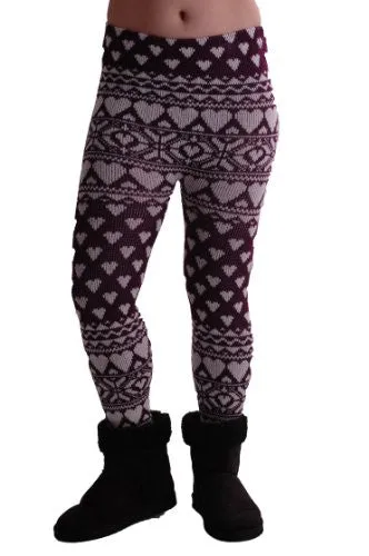 Heart Print Knitted Leggings