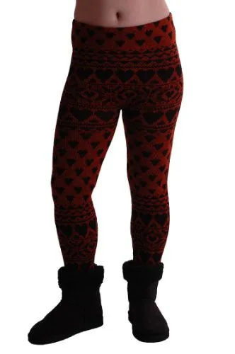 Heart Print Knitted Leggings