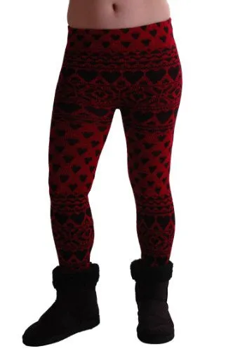Heart Print Knitted Leggings