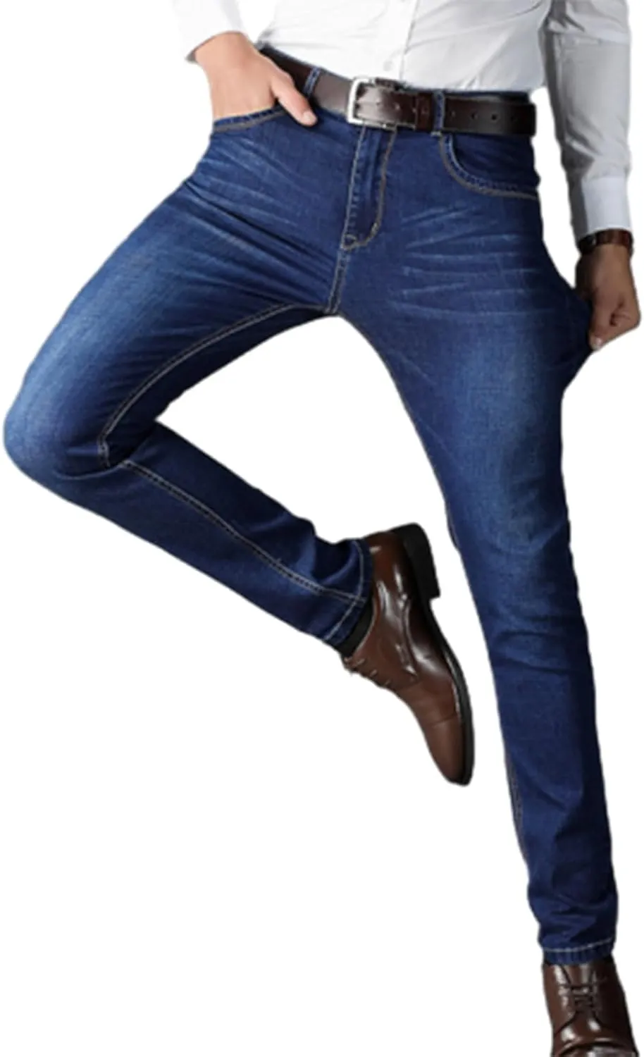 Jeans for Men Slim Fit Lightweight Straight Leg Denim Pants Vintage Washed Stretch Jeans Pants Casual Work Jeans
