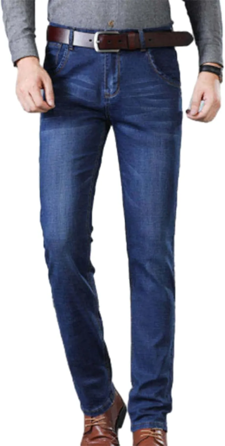 Jeans for Men Slim Fit Lightweight Straight Leg Denim Pants Vintage Washed Stretch Jeans Pants Casual Work Jeans