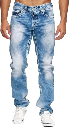 Jeans for Men Slim Fit Stretch Classic Comfort Flex Retro Jeans Pants Lightweight Elastic Waist Denim Trousers
