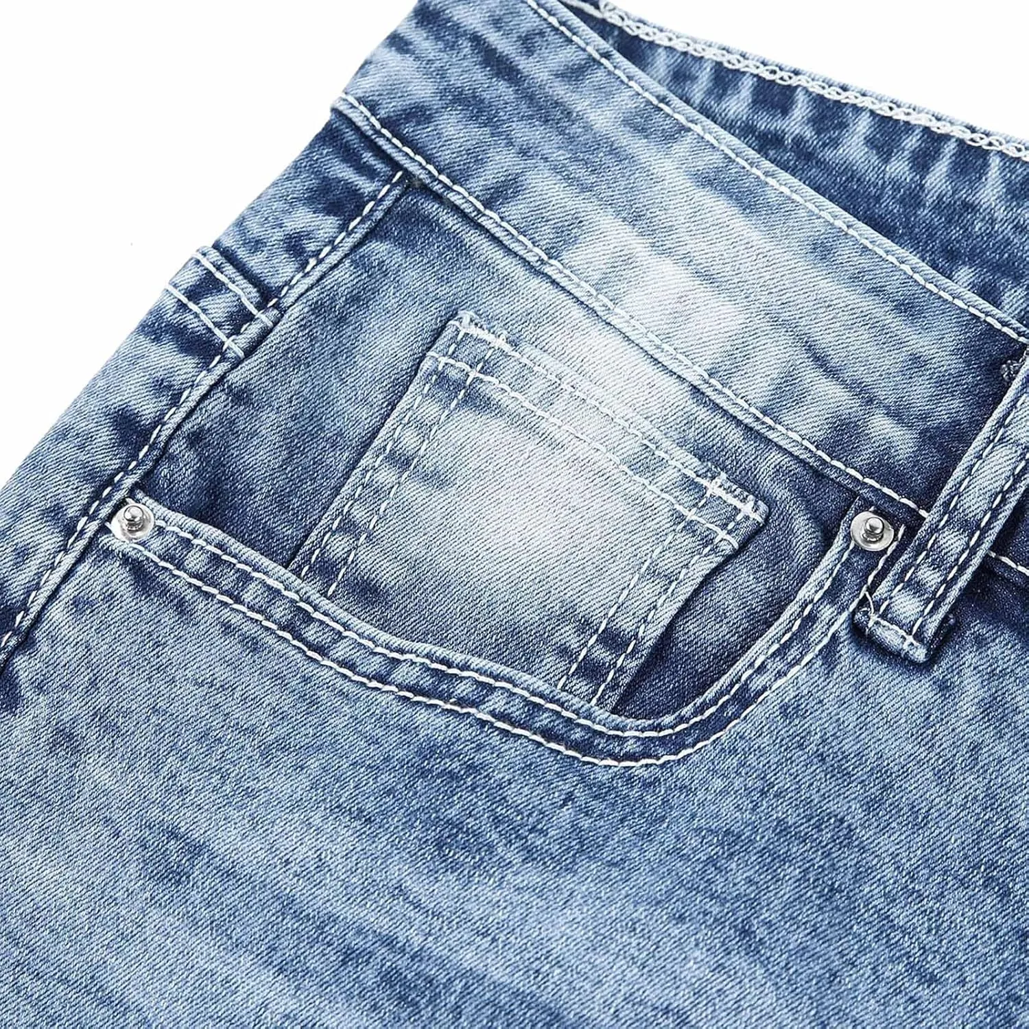 Jeans for Men Slim Fit Stretch Classic Comfort Flex Retro Jeans Pants Lightweight Elastic Waist Denim Trousers