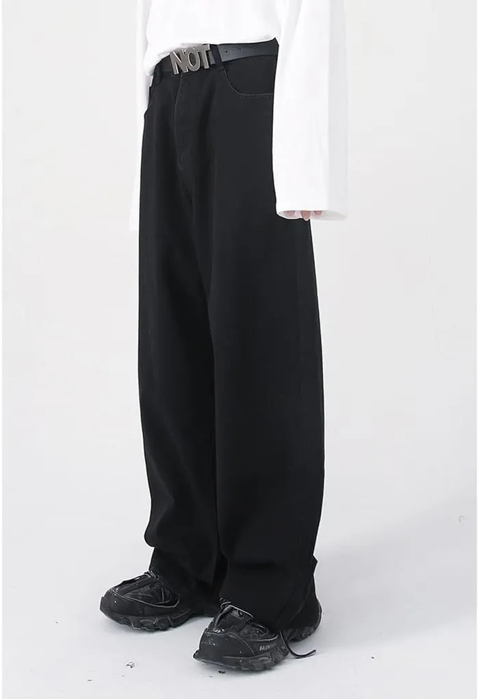 Mens Baggy Jeans Straight Wide Leg Long Jeans Trousers