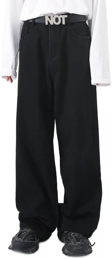 Mens Baggy Jeans Straight Wide Leg Long Jeans Trousers