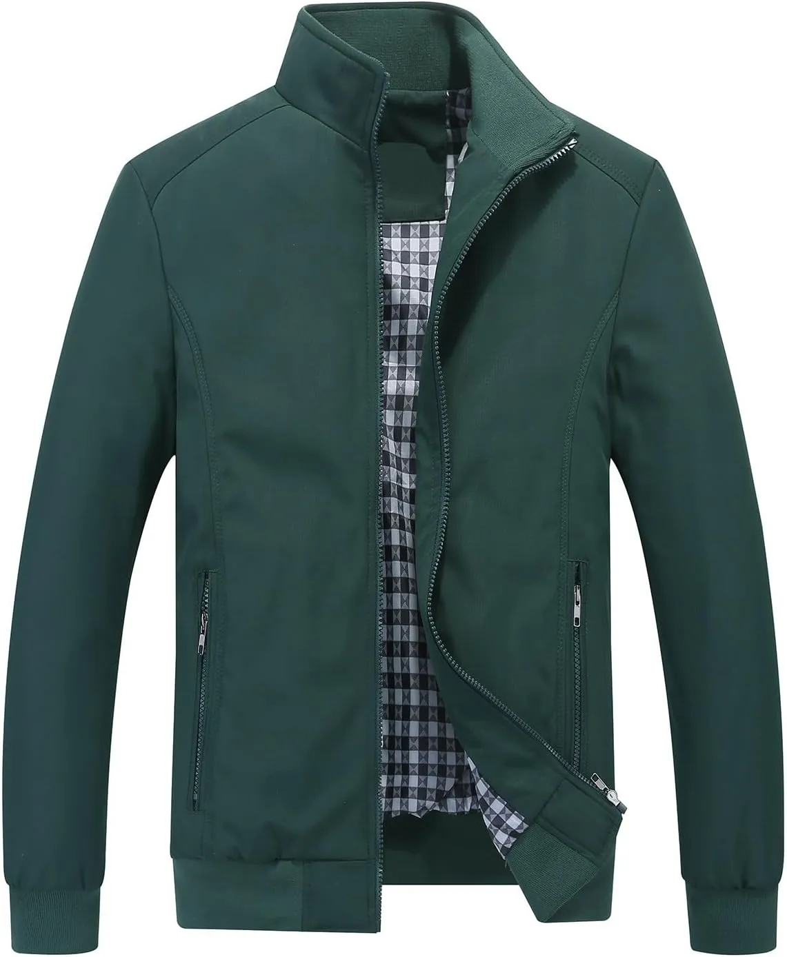 Men's Lightweight Full Zip Jacket Stand Collar Thin Outerwear Windbreaker Golf Zipper Coat Casual Bomber Jackets