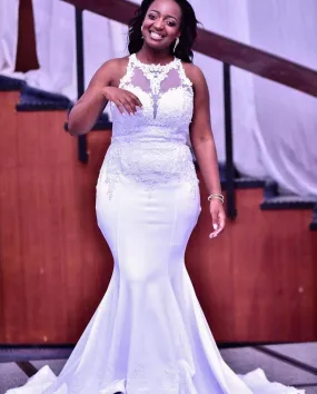 Mermaid Off-White Wedding Gown with Lace