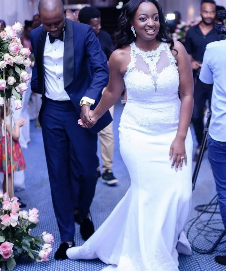 Mermaid Off-White Wedding Gown with Lace