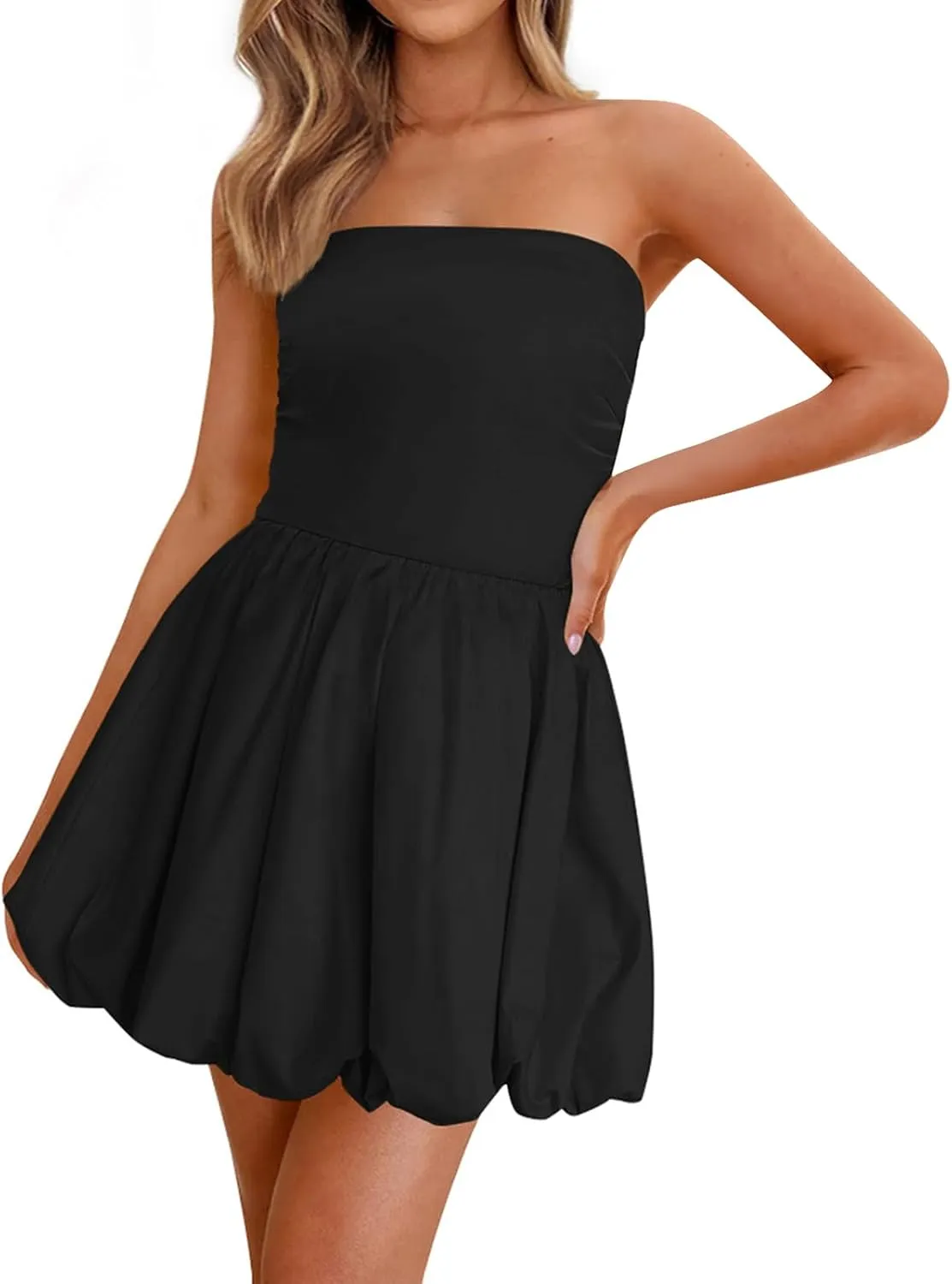 Mini Dresses for Women Summer Strapless Dress Business Short Dresses Flowy Beach Vacation Cocktail Party Sundress