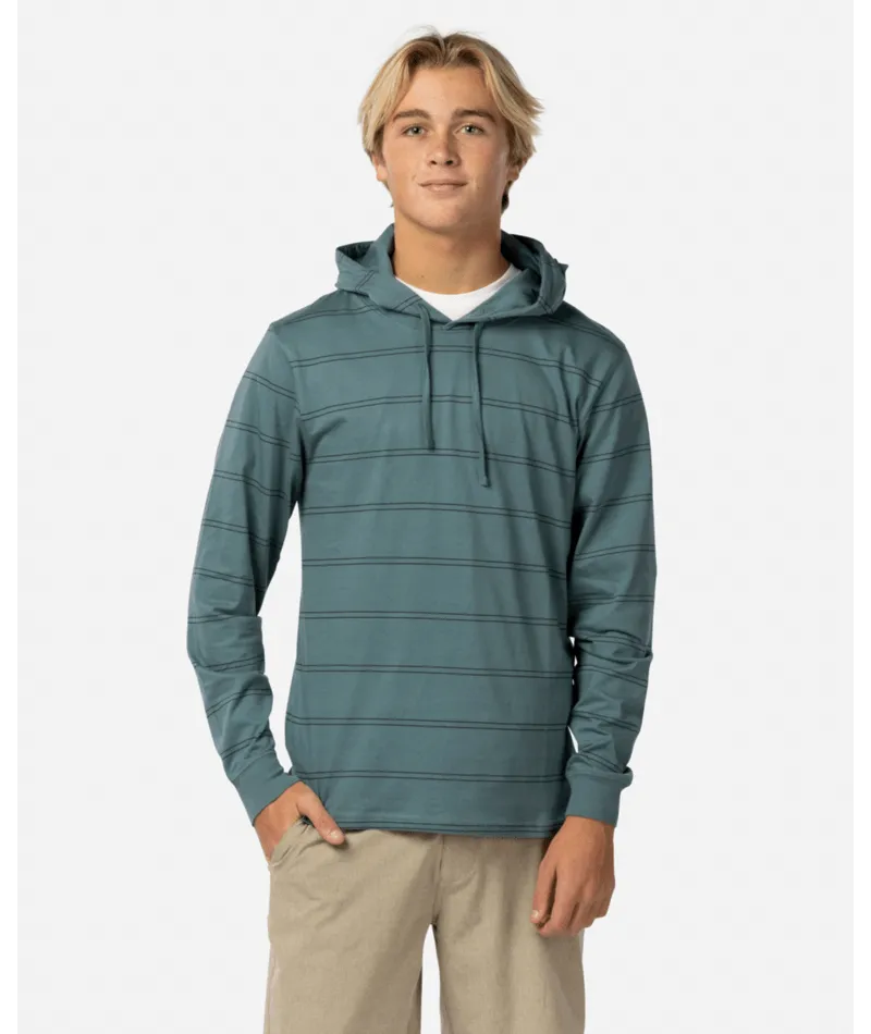 Rip Curl Plain Stripe Hooded L/S Tee-Bluestone