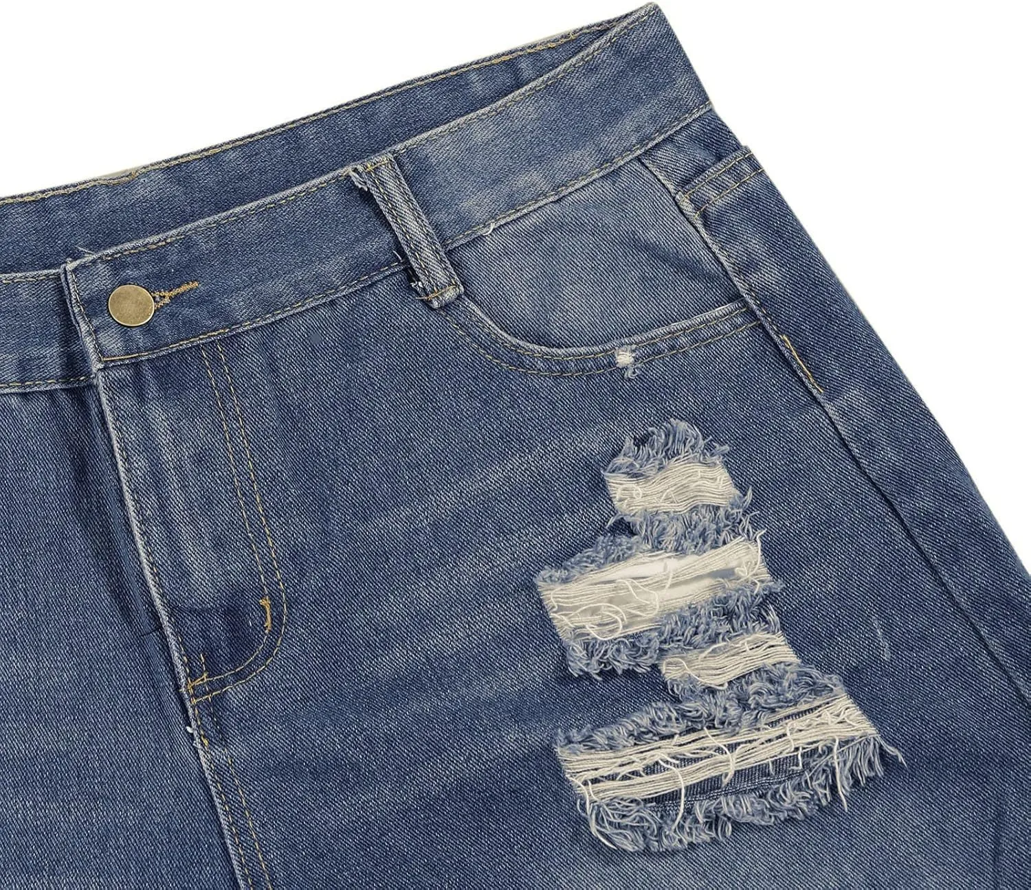 Ripped Jeans Shorts Womens High Waisted Distressed Stretchy Denim Shorts Frayed Raw Hem Summer Trendy Comfy Shorts