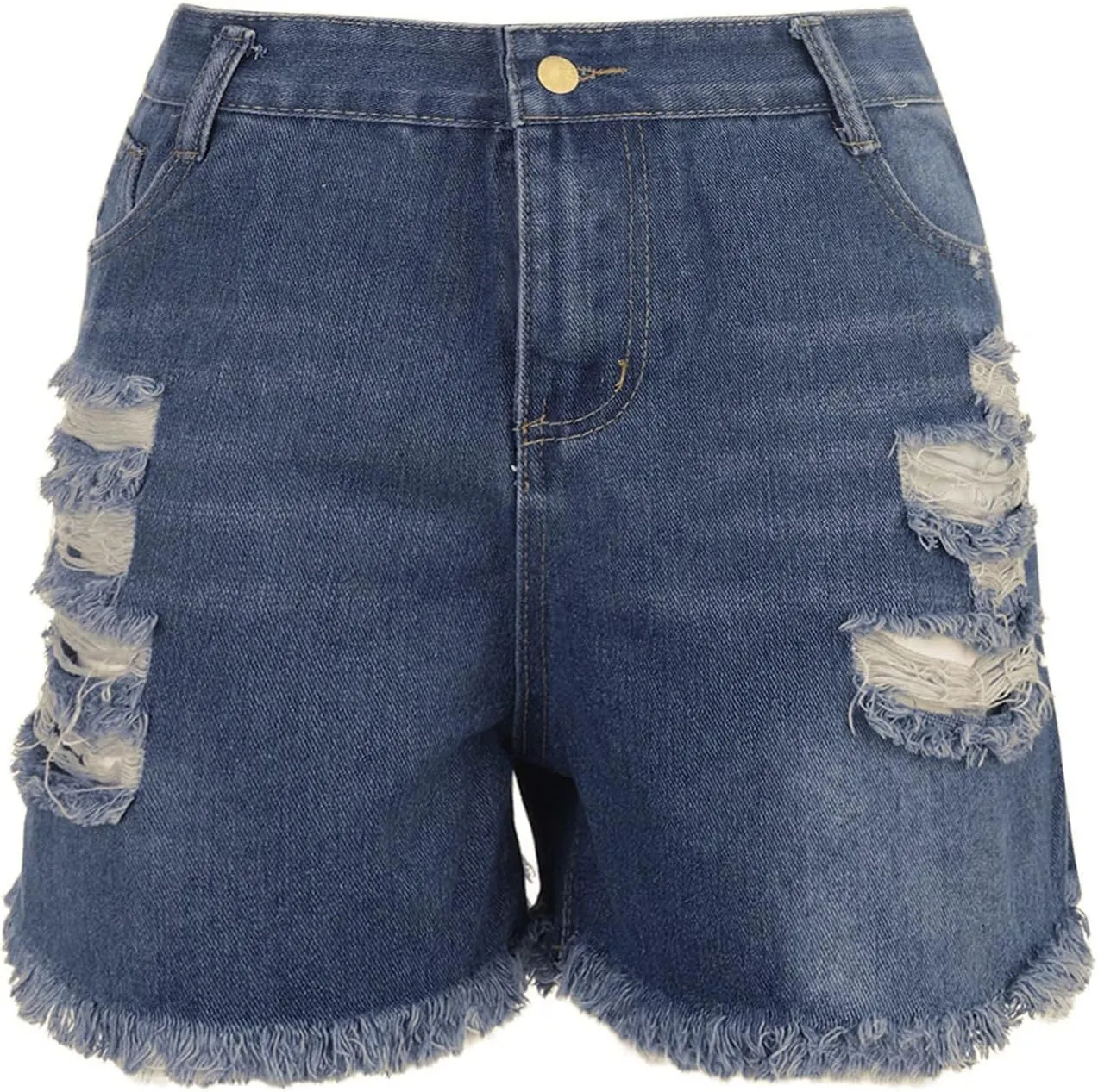 Ripped Jeans Shorts Womens High Waisted Distressed Stretchy Denim Shorts Frayed Raw Hem Summer Trendy Comfy Shorts