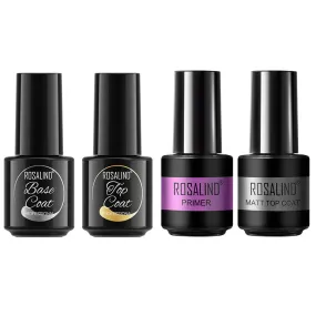 ROSALIND 4PCS Top Base Coat Gel Nail Polish Set For Nails Semi Permanent Primer For Nail art Matt Top Coat base coat Nail Gel Polish